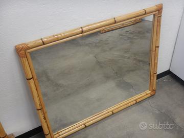 SPECCHIO parete CORNICE Bambù Rattan artigianale