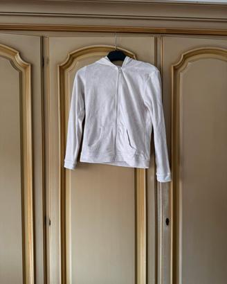 Felpa Benetton con  cappuccio in Spugna bianca 8/9