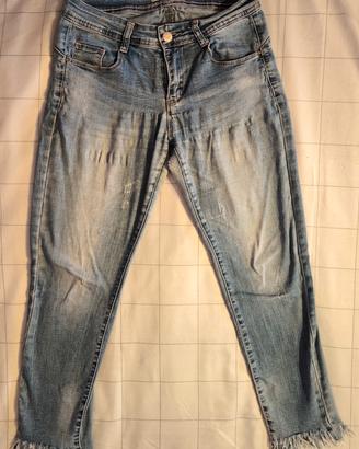 Jeans donna Denim, vita alta strappati IT44
