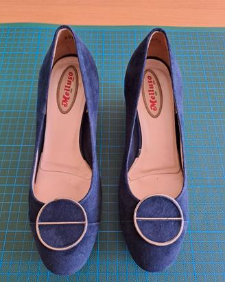 Scarpe donna Melluso blu scamosciate 35 con zeppa