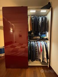 Armadio ante scorrevoli 214x260 cm, rosso lucido