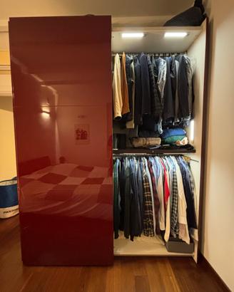 Armadio ante scorrevoli 214x260 cm, rosso lucido