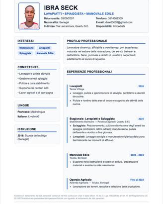 Lavapiatti Pulizie Panettiere Facchinaggio