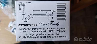 Sifone a S cromato + 2 rubinetti sottolavabo con s