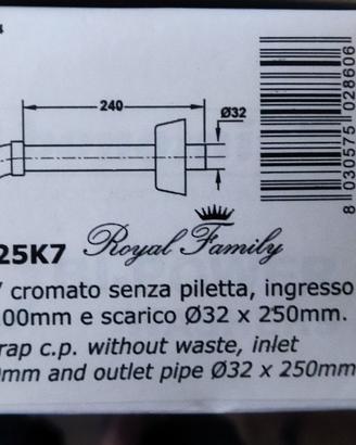 Sifone a S cromato + 2 rubinetti sottolavabo con s