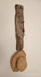 Appendiabiti decorativo in legno grezzo 
