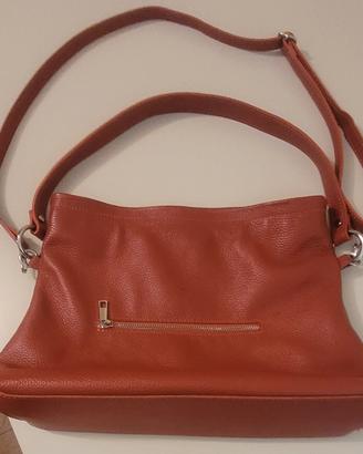 Borsa in vera pelle color mattone