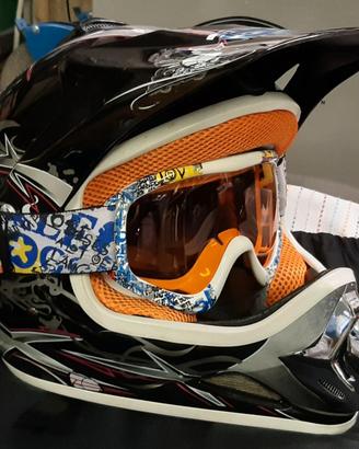 CASCO CROSS BIMBO Tg.M cm.53/54 + OCCHIALI