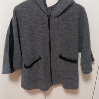 Giacca lana donna colore grigio con cappuccio