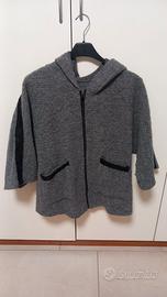 Giacca lana donna colore grigio con cappuccio