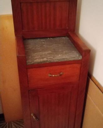 Comodino legno con piano marmo
