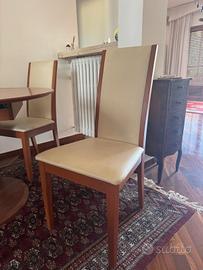 6 Sedie eleganti in legno e pelle 