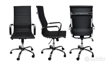 POLTRONA UFFICIO MODELLO TORINO IN ECOPELLE NERA