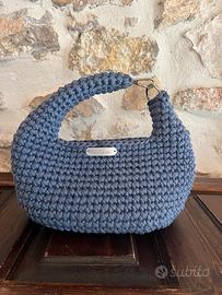 Borsa uncinetto azzurra hobo bag crochet