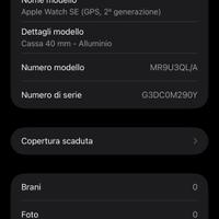 Apple watch SE 2 generazione 40 mm starlight