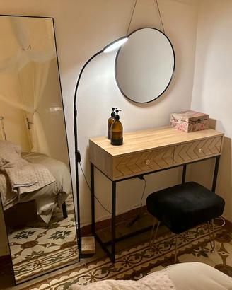 Set consolle con specchi, lampada e sgabello