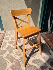 sedia-sgabello in legno per bambini