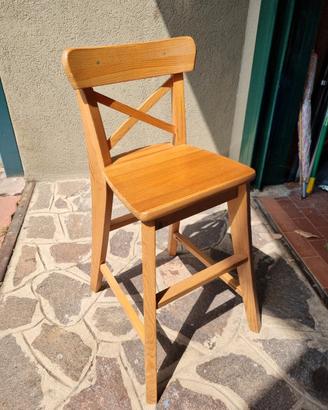 sedia-sgabello in legno per bambini