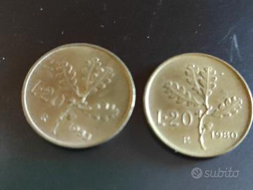 2 monete 20 lire Italia 