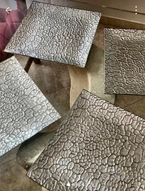 set 4 sottopiatti in vetro argentato