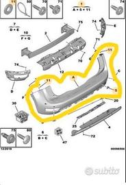 Paraurti posteriore citroen c4 picasso spacetourer