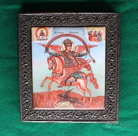 Antica icona russa “San Michele” c.1760