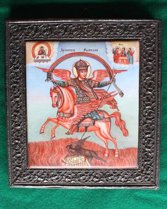 Antica icona russa “San Michele” c.1760