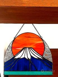 Piccola vetrata saldata a mano del Monte Fuji