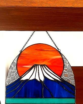 Piccola vetrata saldata a mano del Monte Fuji