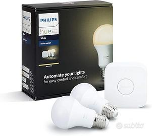 Philips Hue White Starter Kit E27 con 1 Bridge e 2