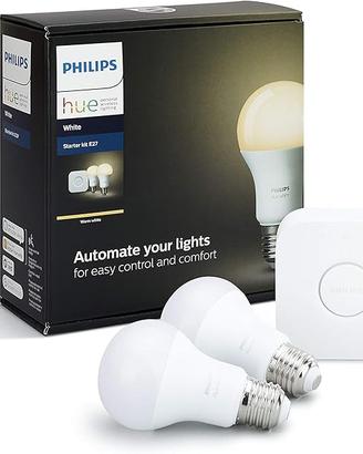 Philips Hue White Starter Kit E27 con 1 Bridge e 2
