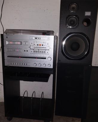 Impianto stereo hi-fi completo con mobile e casse