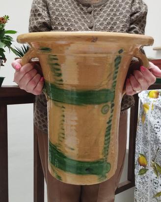 ANTICO VASO DA NOTTE DELL’800 TERRACOTTA DIPINTA