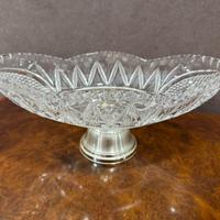 Alzatina centro tavola in cristallo e argento