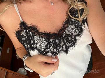 CANOTTA CAMICIA DA NOTTE/LINGERIE IN RASO BIANCO C