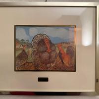 Quadro Ligabue - titolo: Tacchino con gallo