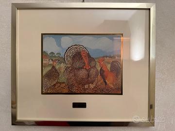 Quadro Ligabue - titolo: Tacchino con gallo