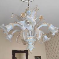 Lampadario Murano polvere oro 24K -  6 luci