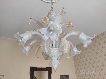 Lampadario Murano polvere oro 24K -  6 luci