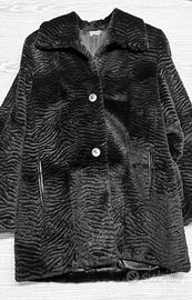 Giacca pelliccia lapin nero tipo persiano. Nuovo