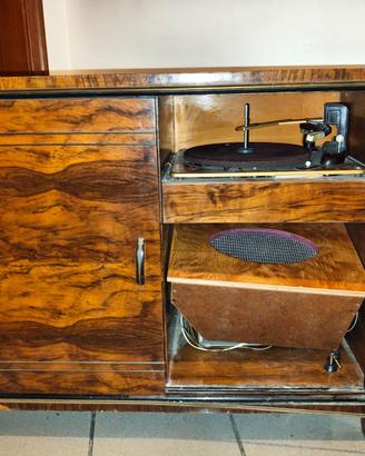 Mobile bar con giradischi anni 50 in radica