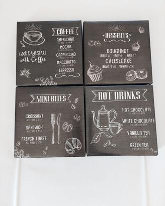 Quadri decorativi stile bar / caffetteria (set da