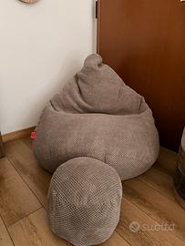 Pouf  sacco + poggiapiedi Marrone