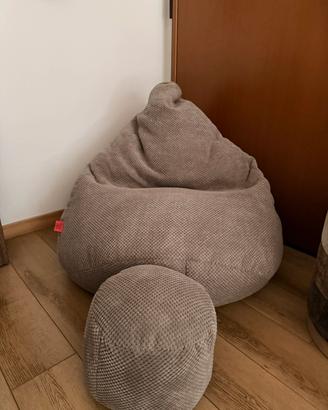 Pouf  sacco + poggiapiedi Marrone