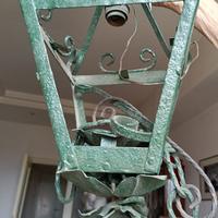 Lampione vintage ferro battuto verde   