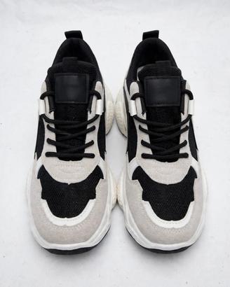 sneakers donna chunky bianche e nere beige  N.38