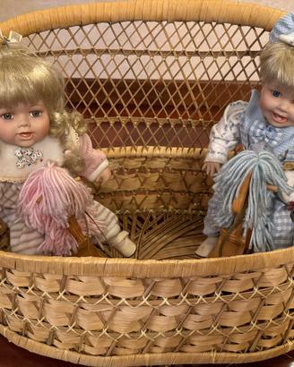 Bamboline artigianali con viso in porcellana