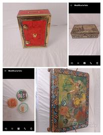 Lotto 4 Scatole Latta Vintage Rare anni 40-60