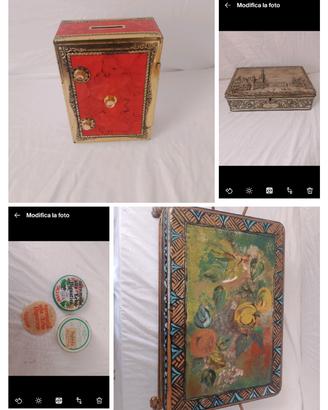 Lotto 4 Scatole Latta Vintage Rare anni 40-60