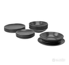 Servizio 18 piatti Ikea, opaco grigio scuro